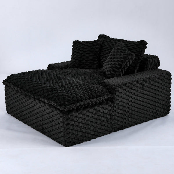 English Elm 51 Compact Comfort Sofa with Turtle Fleece, Sponge Support, Two Pillows, 400lb Capacity for Small Spaces Black W3371P326399