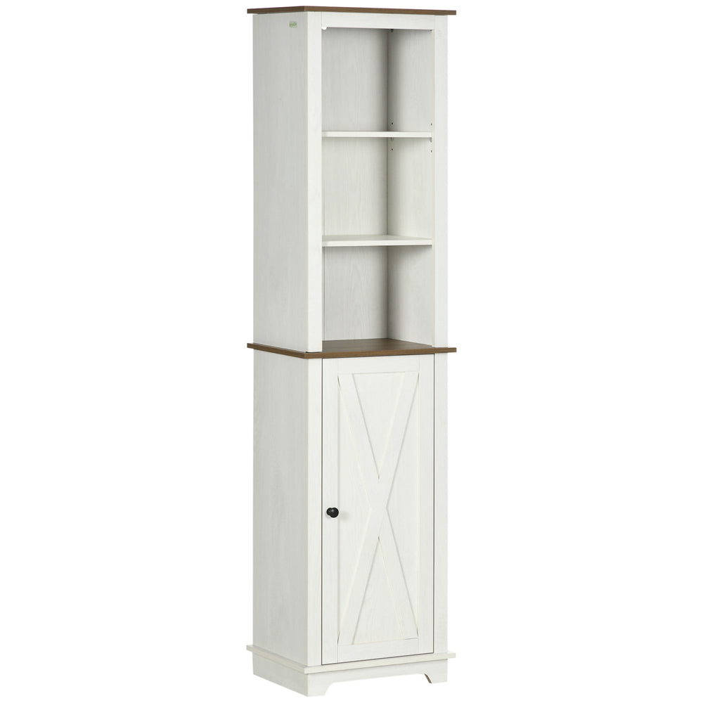English Elm Kleankin Slim Freestanding Bathroom Storage Cabinet With Triple Shelves, Adjustable Linen Tower, White W2225P217009