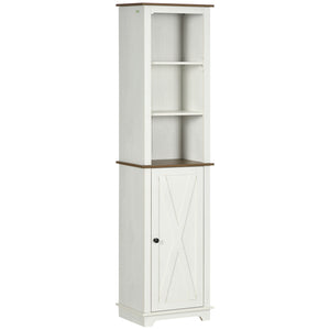 English Elm Kleankin Slim Freestanding Bathroom Storage Cabinet With Triple Shelves, Adjustable Linen Tower, White W2225P217009