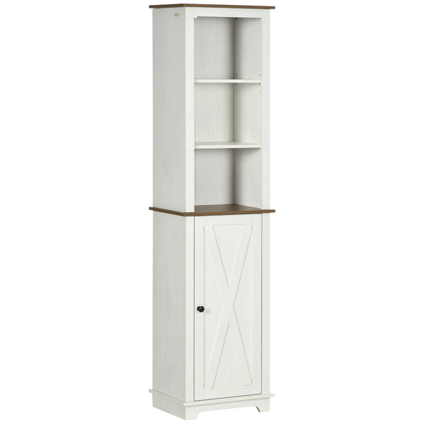 English Elm Kleankin Slim Freestanding Bathroom Storage Cabinet With Triple Shelves, Adjustable Linen Tower, White W2225P217009