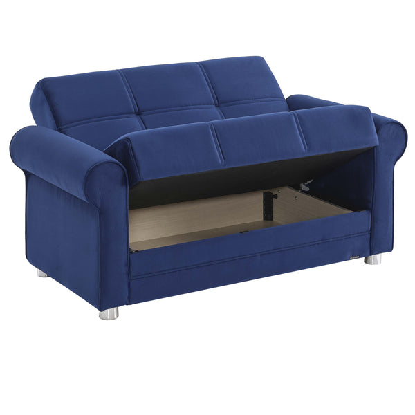 English Elm PrimeNest Liora Collection Upholstered Convertible Loveseat with Storage, Microfiber Sleeper, Compact Comfort and Durable Craftsmanship Blue B030P281713