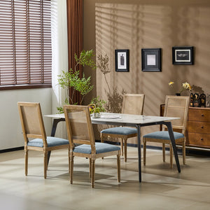 English Elm Christopher Knight Home® - [Set Of 4] Vintage French Country Dining Chairs - Elegant Cane Backrest & Cozy Upholstered Seats N767P263678D_4