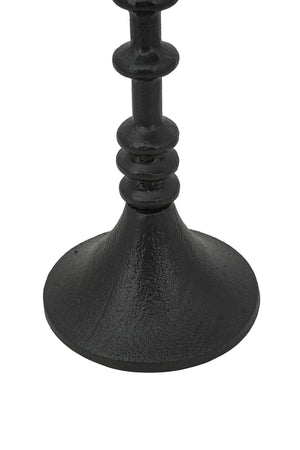 English Elm D4x13.5" Black Iron Candle Holder with Spindle Motif — Tall Farmhouse Accent for Pillar/Taper Candles (14x12x8) W2078P407017