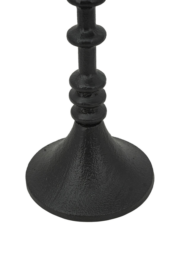 English Elm D4x13.5" Black Iron Candle Holder with Spindle Motif — Tall Farmhouse Accent for Pillar/Taper Candles (14x12x8) W2078P407017