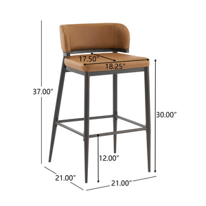 English Elm Christopher Knight Home® - Metal Industrial Leathaire Barstool Set of 2 with Comfortable Seat, Footrest, Non‑Slip Feet, Durable Frame Brown N771P247188W