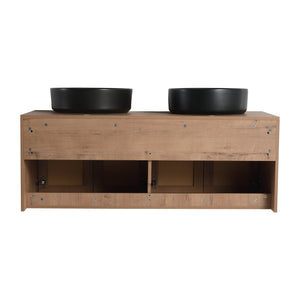 English Elm 48" Modern Wall-Mounted Bathroom Vanity With Black Ceramic Art Sink & Soft-Close Doors, Plywood W999S00400