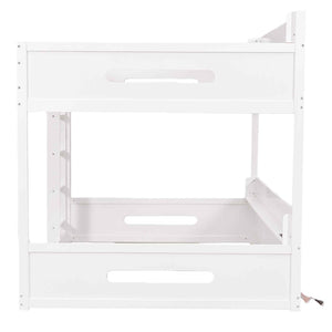 English Elm Queen Over Pine Bunk Bed with Built-in Shelves and Usb Charging Ports White N7090002238K