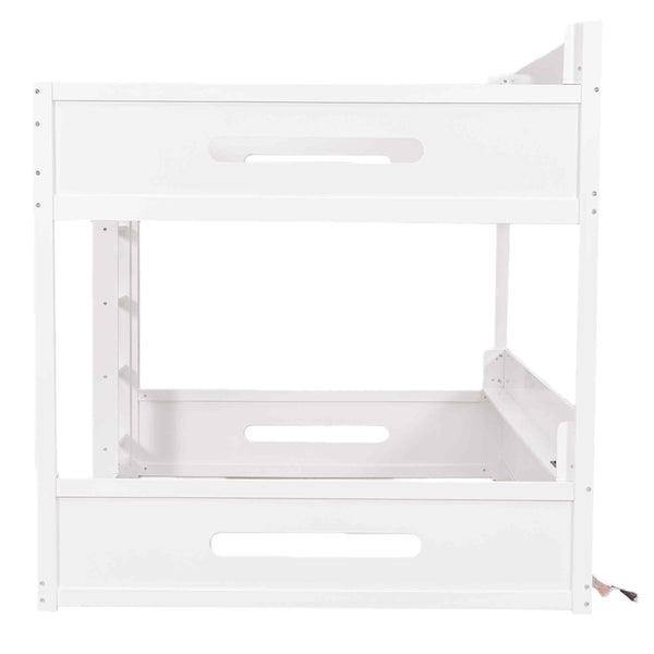 English Elm Queen Over Pine Bunk Bed with Built-in Shelves and Usb Charging Ports White N7090002238K