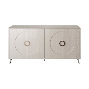 English Elm Modern Lacquered 4 Door Wooden Cabinet Sideboard Buffet Server with Two-Tier Storage and Sleek Countertop Champagne W1435P191609