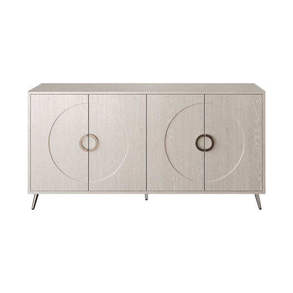 English Elm Modern Lacquered 4 Door Wooden Cabinet Sideboard Buffet Server with Two-Tier Storage and Sleek Countertop Champagne W1435P191609