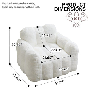 English Elm Lotus Oversized Bean Bag Sofa Memory Foam Filled Accent Chair for Living Room White W2311P457272