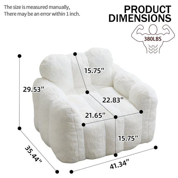 English Elm Lotus Oversized Bean Bag Sofa Memory Foam Filled Accent Chair for Living Room White W2311P457272