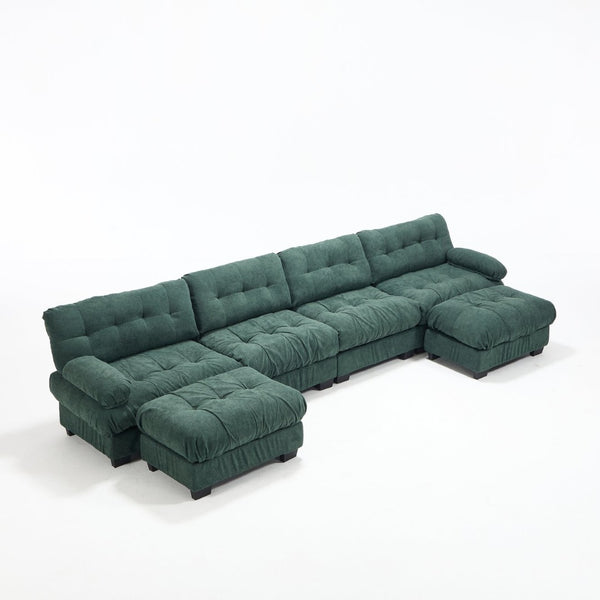 English Elm U Shaped Modular Cloud Sectional with Plush Flannelette Upholstery Deep Seat Living Room Sofa Green W2120S00051