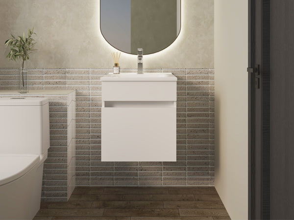 English Elm Newell White Vanity Sink Cabinet with Shelves and Large Storage, Engineered Wood Durability — Modern Classic Design B092P360643