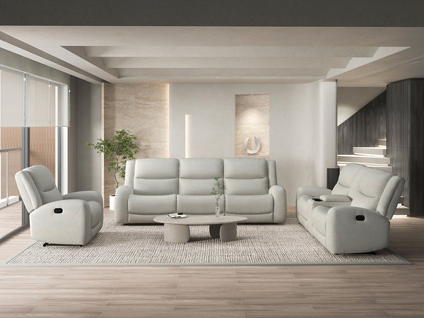 English Elm Beige Manual Recliner - Transitional Style With High-Density Foam, Contoured Arms & Wide Seat Comfort B2741P385046
