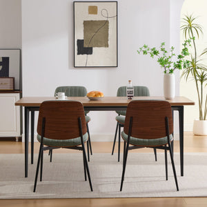 English Elm Dining Chairs Mid Century Modern Set of 2 Walnut Bentwood Back PU Upholstered Seats Ergonomic Design, Stable Metal Legs Olive Green W1143P379861