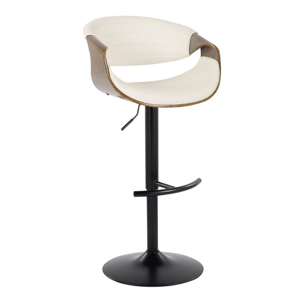 English Elm Symphony Mid-Century Modern Adjustable Barstool Set Of 2 - Stylish Swivel Stools In Faux Leather & Wood B202S01016-GIGA