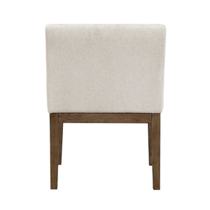 English Elm Transitional Armchairs Set of 2 Textured Gray Fabric Wood Frame Dining Seating B011P467553