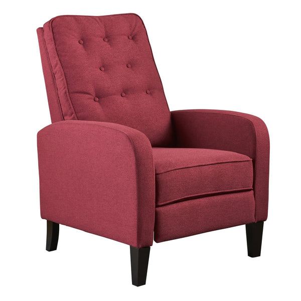English Elm Christopher Knight Home® - Pushback Red Tufted Recliner Chair with Birch Wood Legs, Ergonomic 43" Back, Compact 30" Width Comfort 61192.00