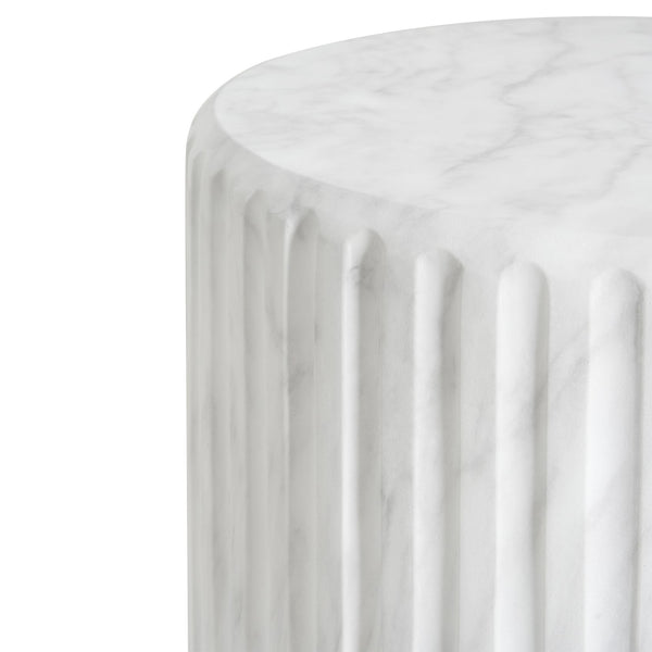 English Elm Christopher Knight Home® - Outdoor Cicci Carved Side Table - Sculptural White Accent For Indoor/Outdoor Living Spaces N773P283503W