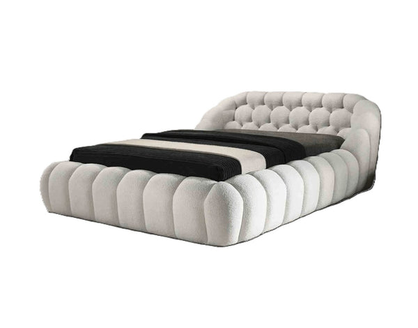 English Elm Modern Tufted Queen Platform Bed Upholstered Chenille Frame for Contemporary Bedroom B2741S00823