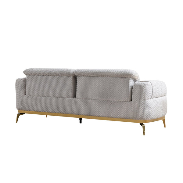 English Elm Zoe Plush chenille sofa with gold accents and lumbar support for modern upscale living room style Gray B009P303213