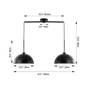 English Elm 41" Industrial Modern Black Double Pendant Light – Adjustable Iron Ceiling Lamp with E26 Sockets, Durable Elegant Lighting Matte Black W2312P374830