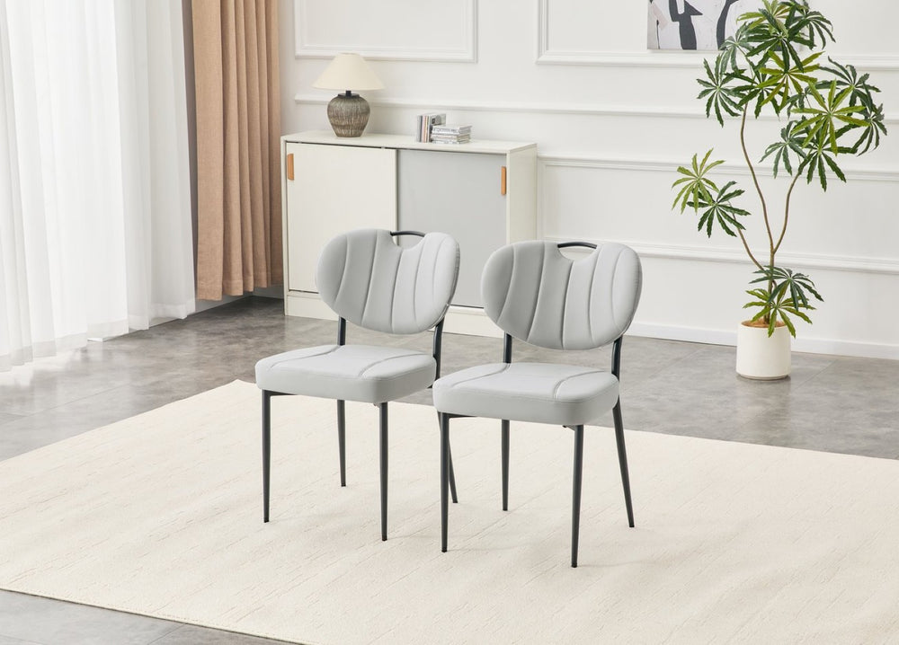 English Elm Dark Oil Waxed Faux Leather Dining Chair Set with Diamond Tufted High Back Metal Legs W3493P449247