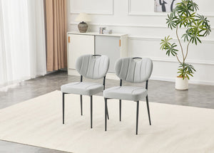 English Elm Dark Oil Waxed Faux Leather Dining Chair Set with Diamond Tufted High Back Metal Legs W3493P449247
