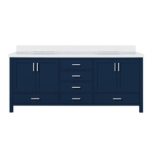 English Elm Navy Solid Wood Double Bathroom Vanity with Cultured Marble Top and Soft Close Storage B2731P259141
