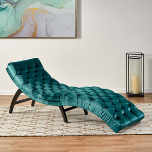English Elm Christopher Knight Home® - CHAISE Tufted Curved Lounge Chair for One Person — Elegant Accent Recliner with Contoured Comfort and Style Teal 60127.00NVLTTEL