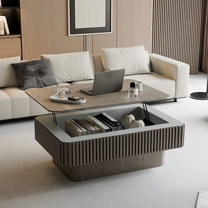 English Elm 38.6'' Fluted Lift Top Coffee Table Wood Veneer Hidden Storage Modern Living Room W1435P337635