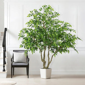English Elm 7ft Artificial Banyan Tree Sculpted Trunk Silk Foliage Large Indoor Statement Plant W2945P458774