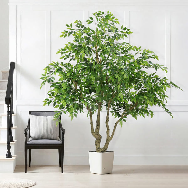 English Elm 7ft Artificial Banyan Tree Sculpted Trunk Silk Foliage Large Indoor Statement Plant W2945P458774