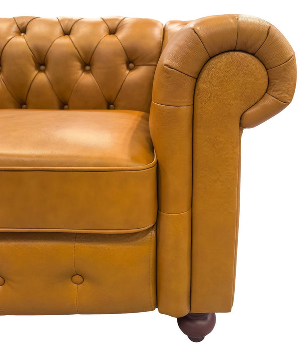 English Elm Chesterfield Button Tufted U-shape Sectional Leather Match Seating for Spacious Rooms Ginger B2748S00149