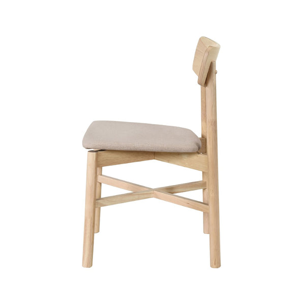 English Elm Set of 2 Tan Fabric Dining Chairs with Whitewashed Wood Frame Rounded Back B016P445273