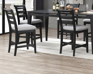 English Elm Modern Counter Height Dining Chairs Set Of 2 - Stylish Black Ladder Back, Upholstered Comfort, Solid Wood B011P218340