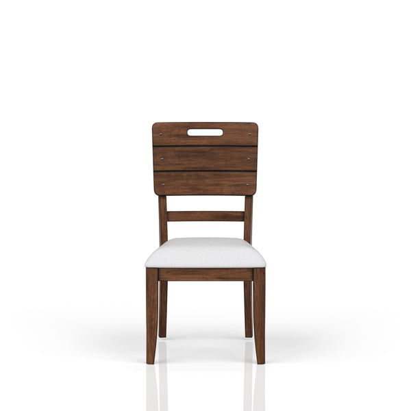 English Elm Casual Brown Side Dining Chairs Set of 2 — Tray Back, Contrasting Upholstered Seat, Solid Wood Finish B2699P218282