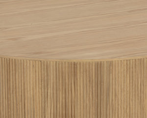 Sunpan Kalla Coffee Table - Elegant Oak Design with Vertical Reeding and Brushed Gold Steel Base for Style Rustic Oak