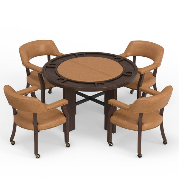 English Elm Gorman Round Walnut Dining Game Table Reversible Top Scandinavian Angled Legs B050P412221