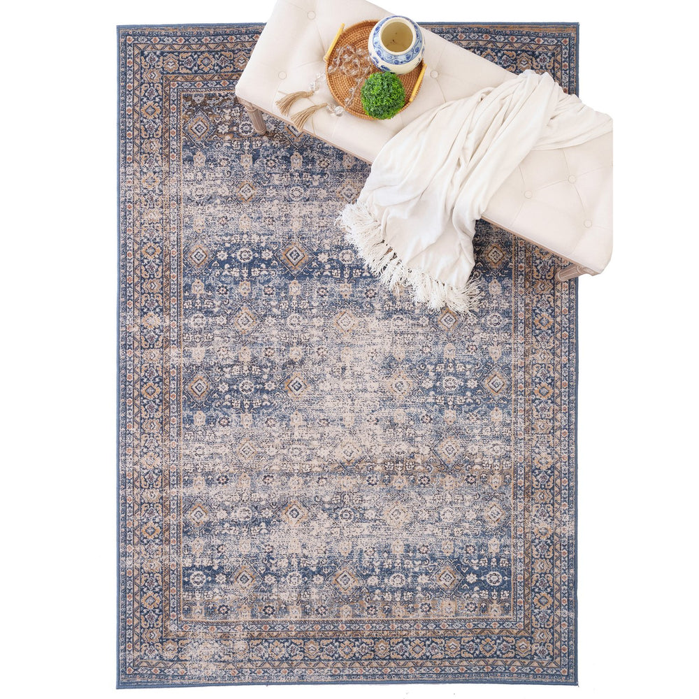 Capel Rugs Avery-bahktiar Vintage-inspired Wool Rug With Earthy Tones For Versatile Home Decor Charm Navy Linen, Tan 100% New Zealand Wool 3400rs05030706475