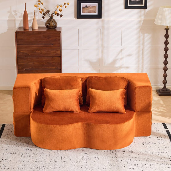 English Elm Large Plush Floor Sofa Foldable Foam Mattress with Pillows for Living Room Lounge W3612P440208