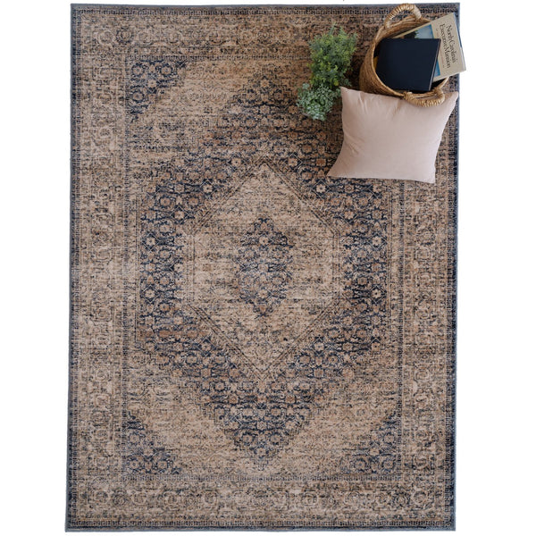 Capel Rugs Avery-tabriz Vintage-inspired Area Rug In Earthy Tones – Luxurious 100% New Zealand Wool Design Indigo Sand, Ivory 100% New Zealand Wool 3402rs03110506410