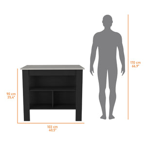English Elm Brooklyn Kitchen Island with Spacious Top, Three Concealed Shelves, Legroom for Stool, Multicolor B128P148877