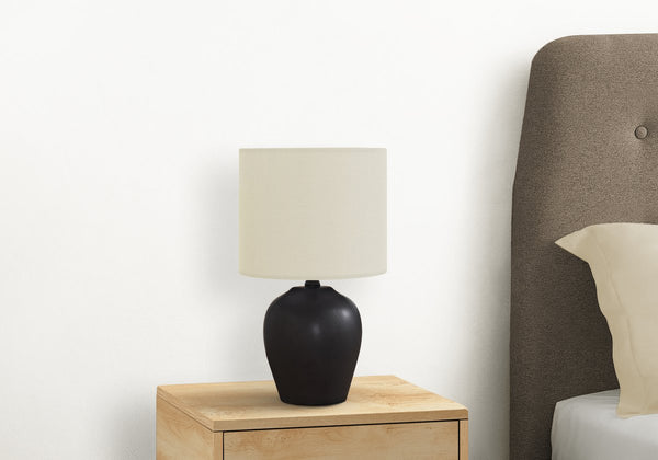 English Elm Lighting, Elegant Black Ceramic Table Lamp With Ivory Shade - Perfect For Any Room Decor Style B2710P221297