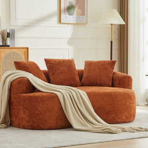 English Elm Curved Chenille Loveseat with Memory Foam Seating and Three Pillows for Compact Spaces Orange W2915P324470