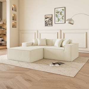 English Elm Modular L-Shaped Sectional Sofa - Reversible Chaise, Soft Corduroy Fabric, Space-Saving Comfort W1765S00107