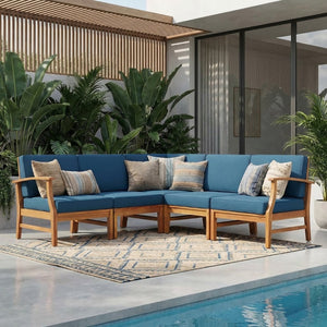 English Elm Perla Armless Accent Chair Tailored Low Profile Upholstered Seat for Living Room Blue 58941.00L-R-CON-M2BLU