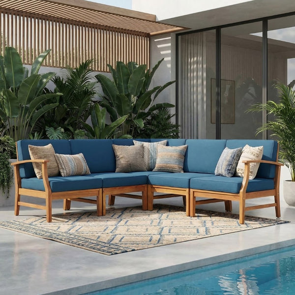 English Elm Perla Armless Accent Chair Tailored Low Profile Upholstered Seat for Living Room Blue 58941.00L-R-CON-M2BLU
