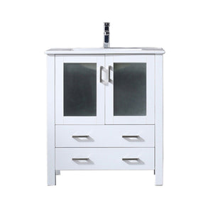 English Elm White Bath Vanity With Ceramic Top And Chrome Faucet Set – Elegant Storage Solution For Modern Homes B2731P260509-GIGA